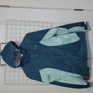 Teal/mint green Columbia rain jacket